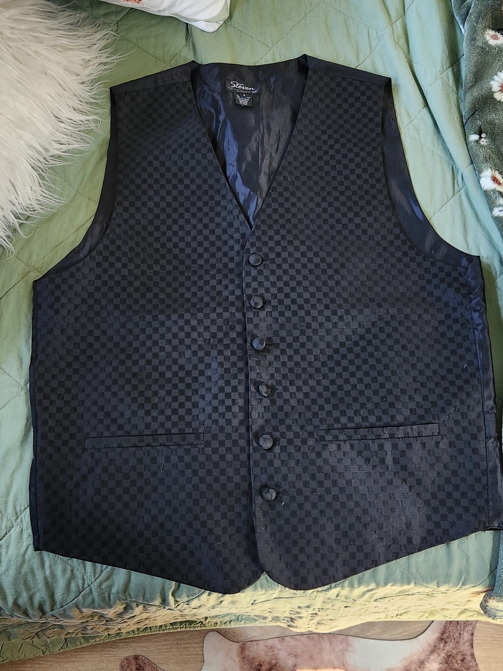 Steven Alan Black Checkered Dress Vest- Small